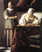 VERMEER VAN DELFT, Jan, Lady Writing a Letter with Her Maid (detail)  ert